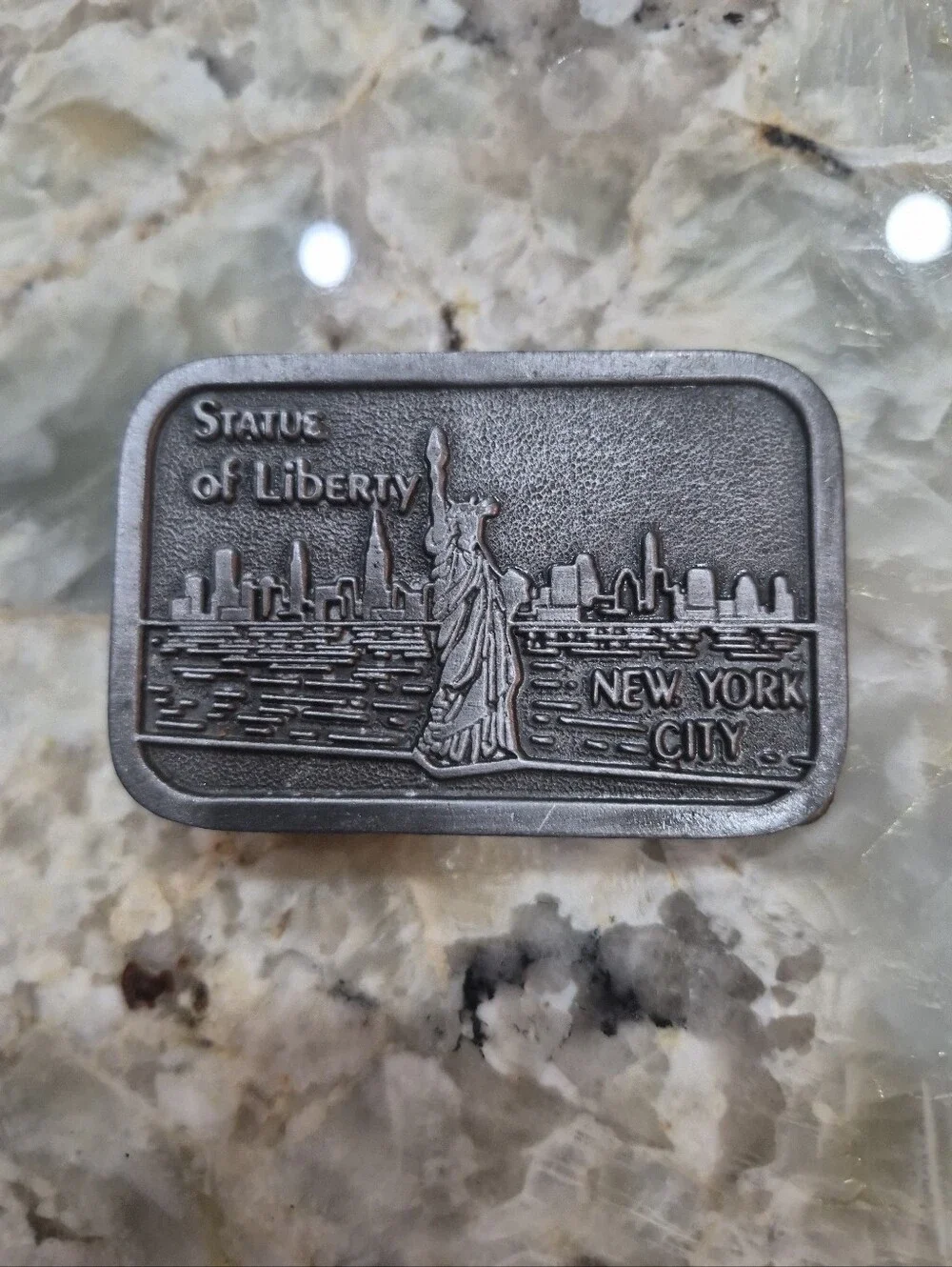 Vintage New York City Statue Of Liberty Silver Belt Buckle